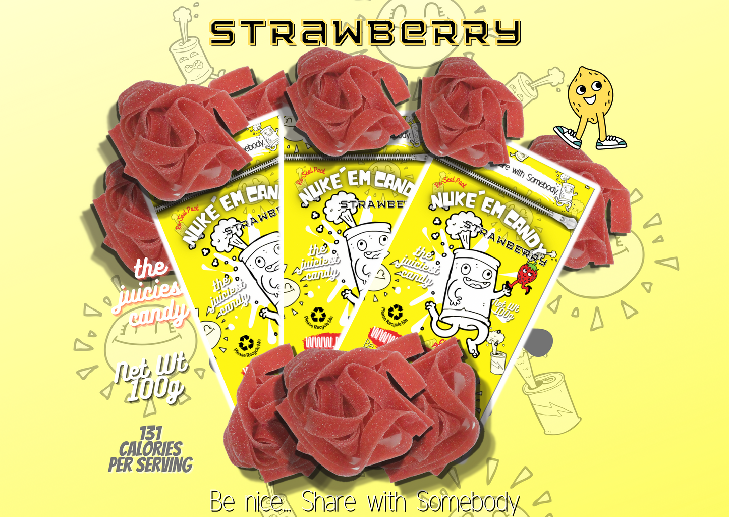 Strawberry Candy Share Trio 100g